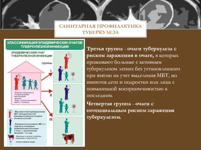 САНИТАРНАЯ ПРОФИЛАКТИКА ТУБЕРКУЛЕЗА Третья группа - очаги туберкулеза с риском заражения в