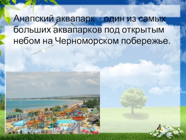 Анапский аквапарк - один из самых больших аквапарков под открытым небом на Черноморском побережье.