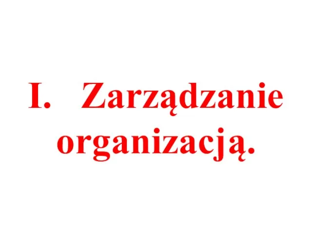 I. Zarządzanie organizacją.