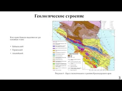 В истории Кавказа выделяются три основных этапа: Байкальский Герцинский Альпийский Рисунок 4