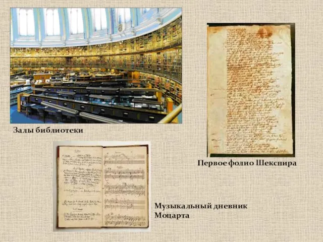 Первое фолио Шекспира Музыкальный дневник Моцарта Залы библиотеки