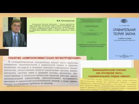 ПОНЯТИЕ «КОМПАРАТИВИСТСКАЯ ЛЕГИСПРУДЕНЦИЯ» Законодательная техника как составная часть «сравнительной теории закона»