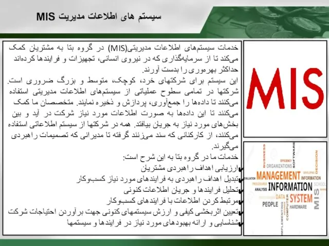 خدمات سیستم‌های اطلاعات مدیریتی(MIS) در گروه بتا به مشتریان کمک می‌کند تا