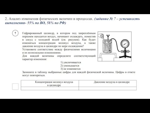 2. Анализ изменения физических величин в процессах. (задание № 7 – успешность