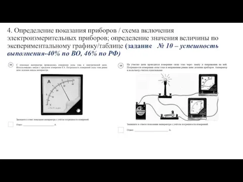 4. Определение показания приборов / схема включения электроизмерительных приборов; определение значения величины