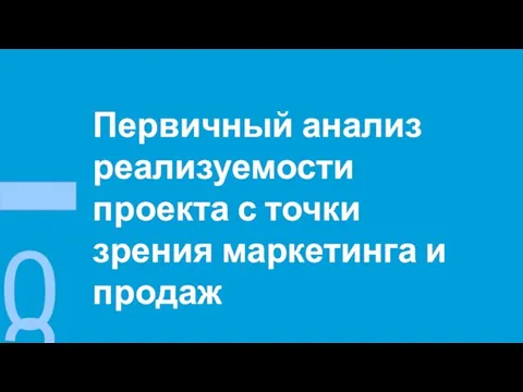 Первичный анализ реализуемости проекта с точки зрения маркетинга и продаж 02