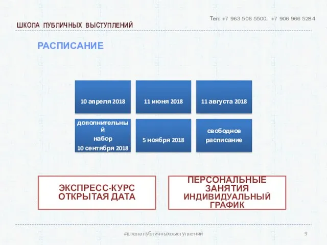 ШКОЛА ПУБЛИЧНЫХ ВЫСТУПЛЕНИЙ Тел: +7 963 506 5500, +7 906 966 5284