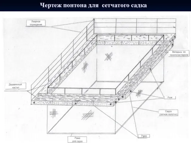 Чертеж понтона для сетчатого садка