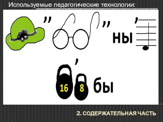 2. СОДЕРЖАТЕЛЬНАЯ ЧАСТЬ Используемые педагогические технологии: ИГРОВАЯ