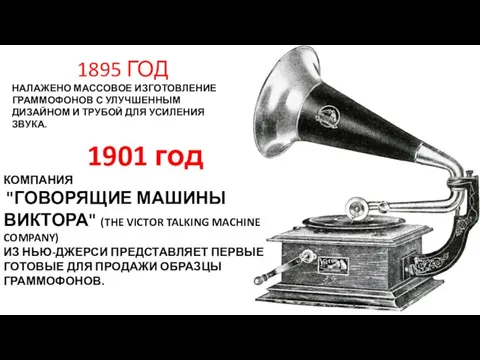 1901 год КОМПАНИЯ "ГОВОРЯЩИЕ МАШИНЫ ВИКТОРА" (THE VICTOR TALKING MACHINE COMPANY) ИЗ