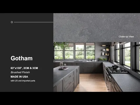 Gotham 63”x130”, 2CM & 3CM Brushed Finish MADE IN USA with US