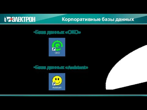 Корпоративные базы данных База данных «ОКО» База данных «Assistant»