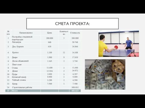 СМЕТА ПРОЕКТА: