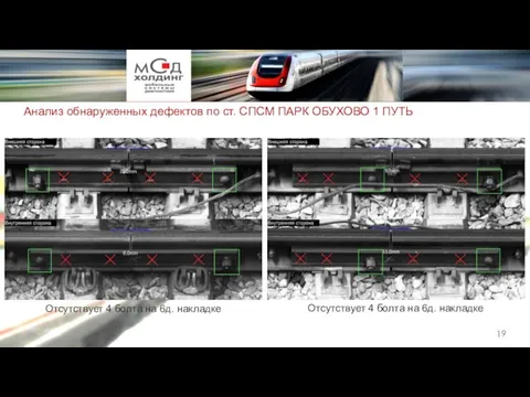 Анализ обнаруженных дефектов по ст. СПСМ ПАРК ОБУХОВО 1 ПУТЬ Отсутствует 4