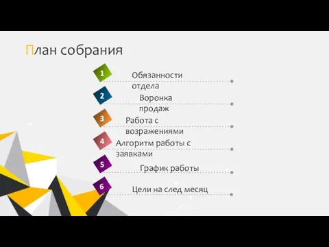 План собрания График работы Цели на след месяц