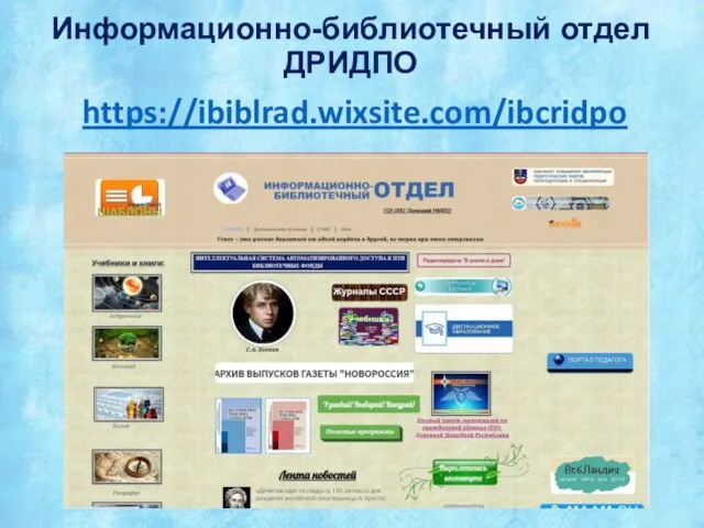 Информационно-библиотечный отдел ДРИДПО https://ibiblrad.wixsite.com/ibcridpo