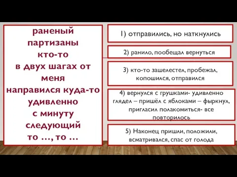 ПЛАН 1.Два разведчика. 2. Одного разведчика ранило. 3.Встреча с ёжиком. 4.Гостеприимный ёжик.