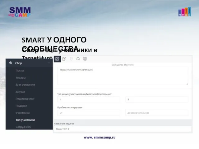 SMART У ОДНОГО СООБЩЕСТВА Сбор – Топ участники в TargetHunter