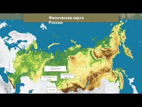 Физическая карта России Западно-Сибирская низменность