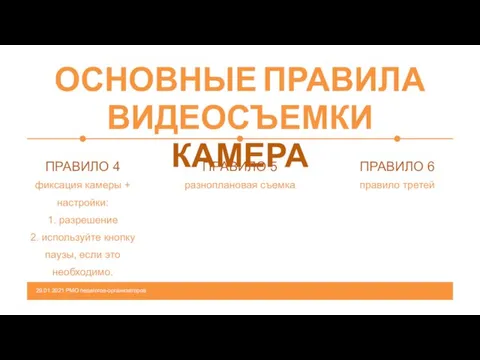 ОСНОВНЫЕ ПРАВИЛА ВИДЕОСЪЕМКИ КАМЕРА