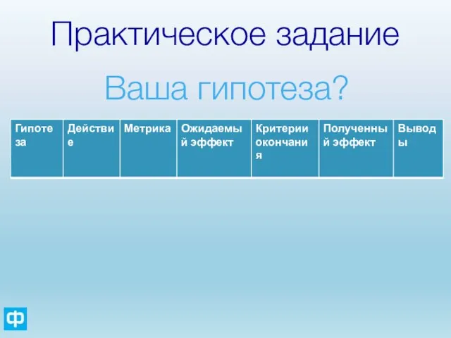 Ваша гипотеза? Практическое задание