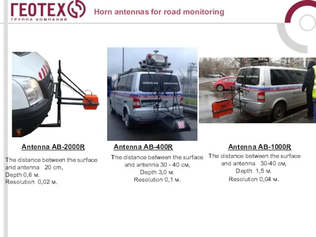 Antenna АB-2000R Antenna АB-400R Antenna АB-1000R The distance between the surface and