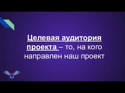 Целевая аудитория проекта – то, на кого направлен наш проект