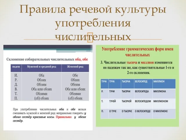 Правила речевой культуры употребления числительных