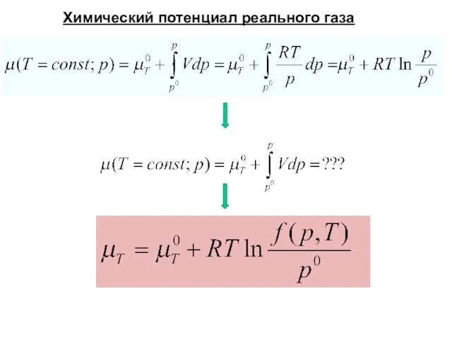 Химический потенциал реального газа