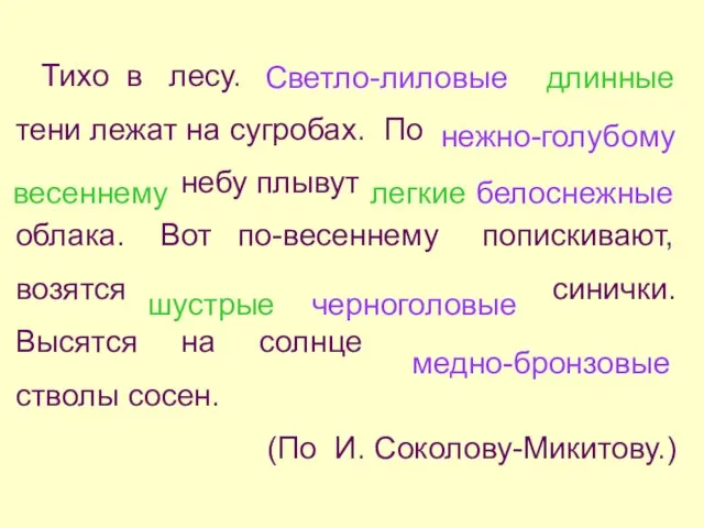 Тихо в лесу. тени лежат на сугробах. По небу плывут облака. Вот