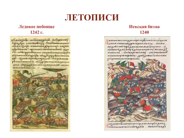 ЛЕТОПИСИ Ледовое побоище 1242 г. Невская битва 1240
