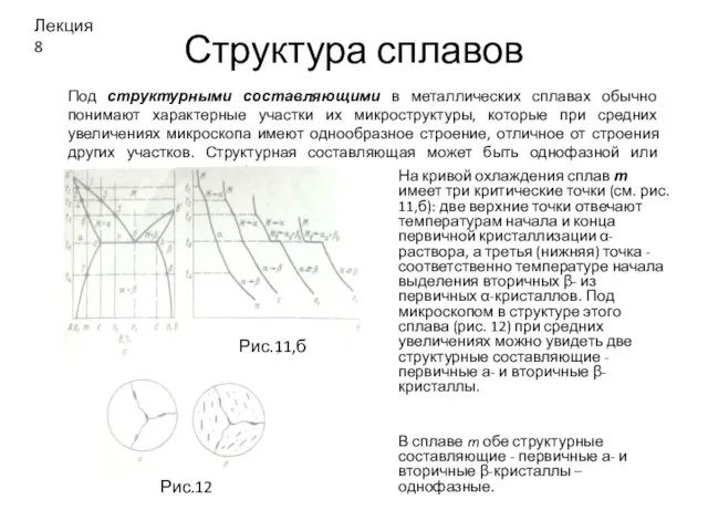 Структура сплавов Под структурными составляющими в металлических сплавах обычно понимают характерные участки