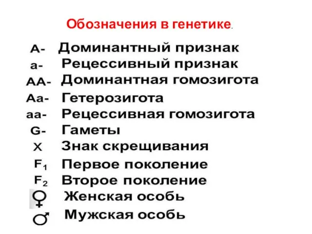 Обозначения в генетике.