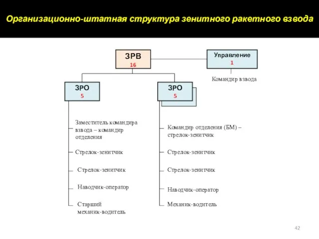 Организационно-штатная структура зенитного ракетного взвода