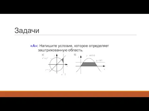 Задачи «A»: Напишите условие, которое определяет заштрихованную область.