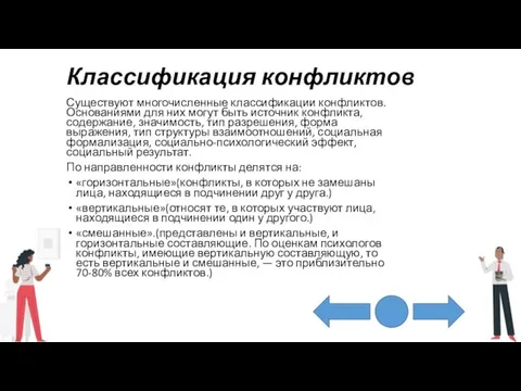 Классификация конфликтов Существуют многочисленные классификации конфликтов. Основаниями для них могут быть источник