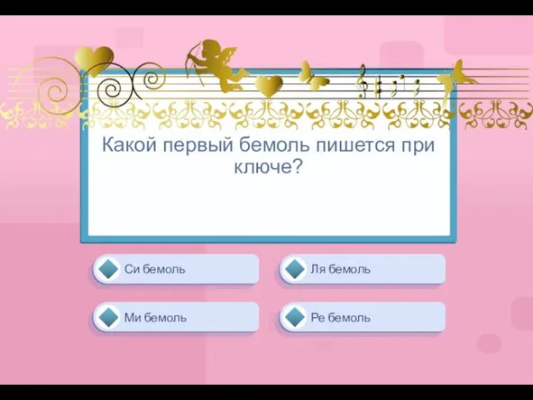 Си бемоль Ля бемоль Ре бемоль Ми бемоль Какой первый бемоль пишется при ключе?