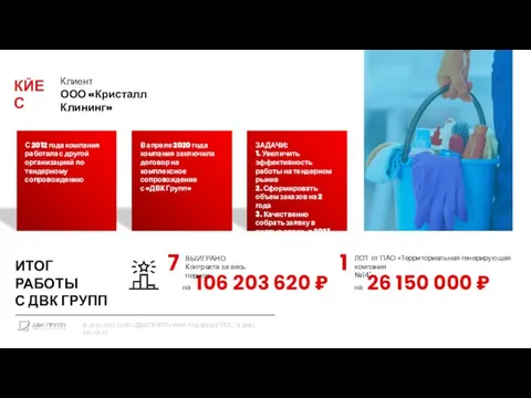 Клиент ООО «Кристалл Клининг» С 2012 года компания работала с другой организацией