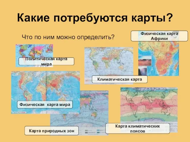 Какие потребуются карты? Что по ним можно определить? Физическая карта Африки Карта