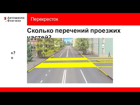 Перекресток Сколько перечений проезжих частей? «?»