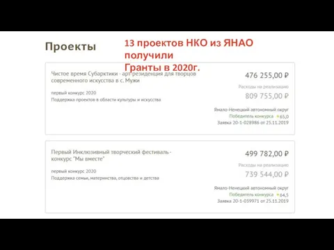 13 проектов НКО из ЯНАО получили Гранты в 2020г.