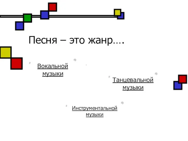 Песня – это жанр…. Вокальной музыки Инструментальной музыки Танцевальной музыки