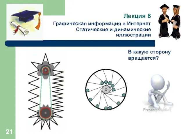 Лекция 8 Графическая информация в Интернет Статические и динамические иллюстрации В какую сторону вращается?