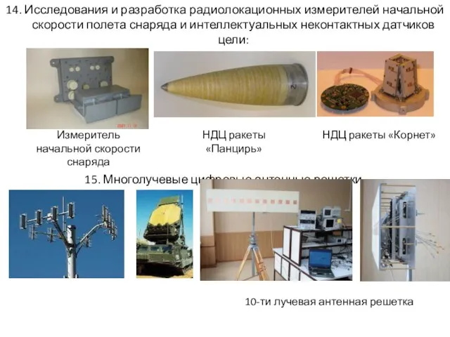 14. Исследования и разработка радиолокационных измерителей начальной скорости полета снаряда и интеллектуальных