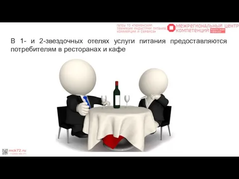 В 1- и 2-звездочных отелях услуги питания предоставляются потребителям в ресторанах и кафе