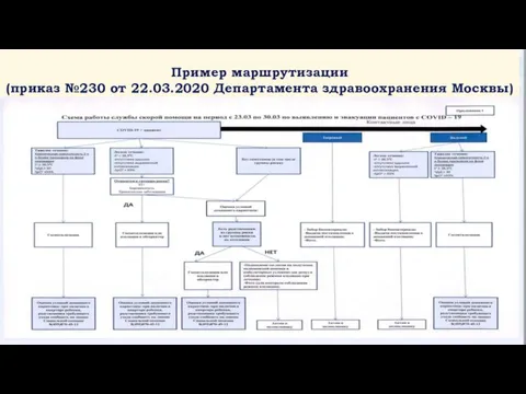 Пример маршрутизации (приказ №230 от 22.03.2020 Департамента здравоохранения Москвы)