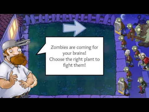 Zombies are coming for your brains! Choose the right plant to fight them!