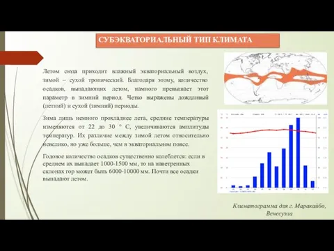 СУБЭКВАТОРИАЛЬНЫЙ ТИП КЛИМАТА Летом сюда приходит влажный экваториальный воздух, зимой – сухой