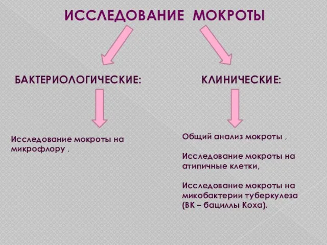 ИССЛЕДОВАНИЕ МОКРОТЫ КЛИНИЧЕСКИЕ: БАКТЕРИОЛОГИЧЕСКИЕ: Исследование мокроты на микрофлору . Общий анализ мокроты