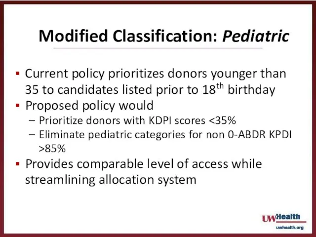 Current policy prioritizes donors younger than 35 to candidates listed prior to